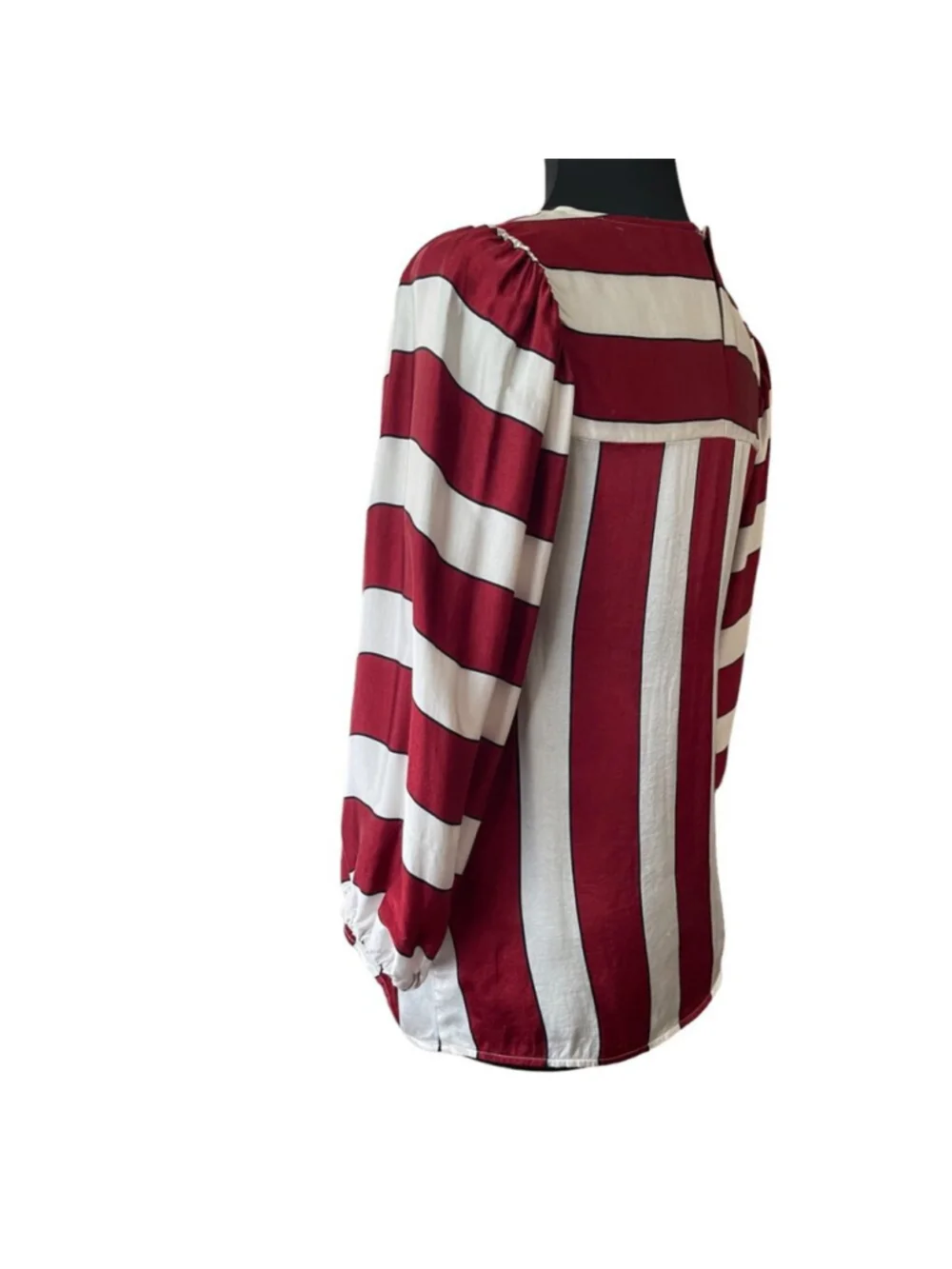 Anthropologie Maeve Maria Red & White Striped Satin Blouse Size 0